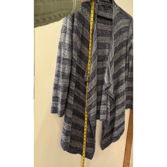 Barefoot Dreams Bamboo Chic Lite Blue Stripe Calypso Wrap Cardigan Sweater L/XL - Picture 10 of 14